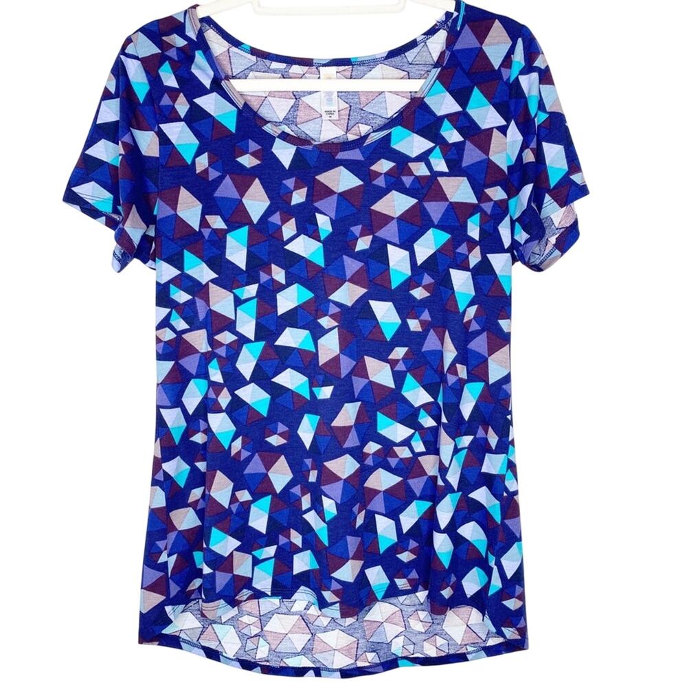 LuLaRoe Blue Purple Triangle Classic Tee Medium Shirt